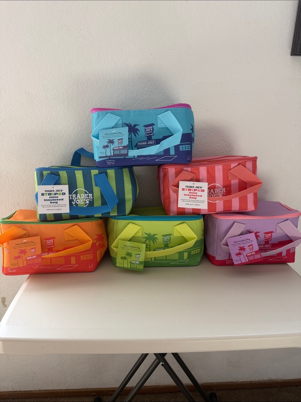 Insulated Striped Lunch Bag - Blue